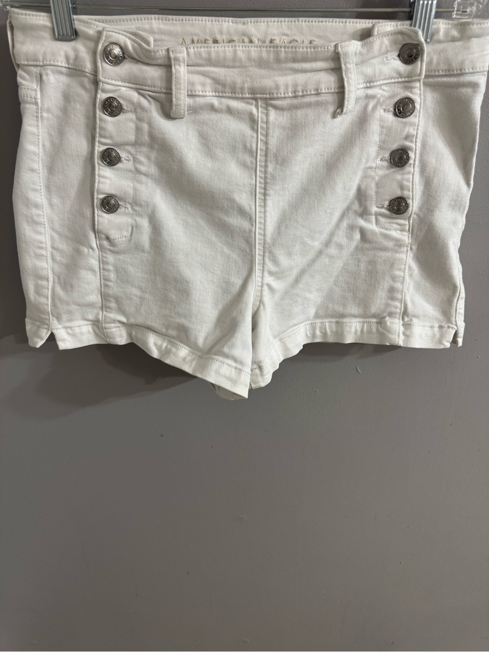 American Eagle Outfitters White Sailor-Button Denim Shorts